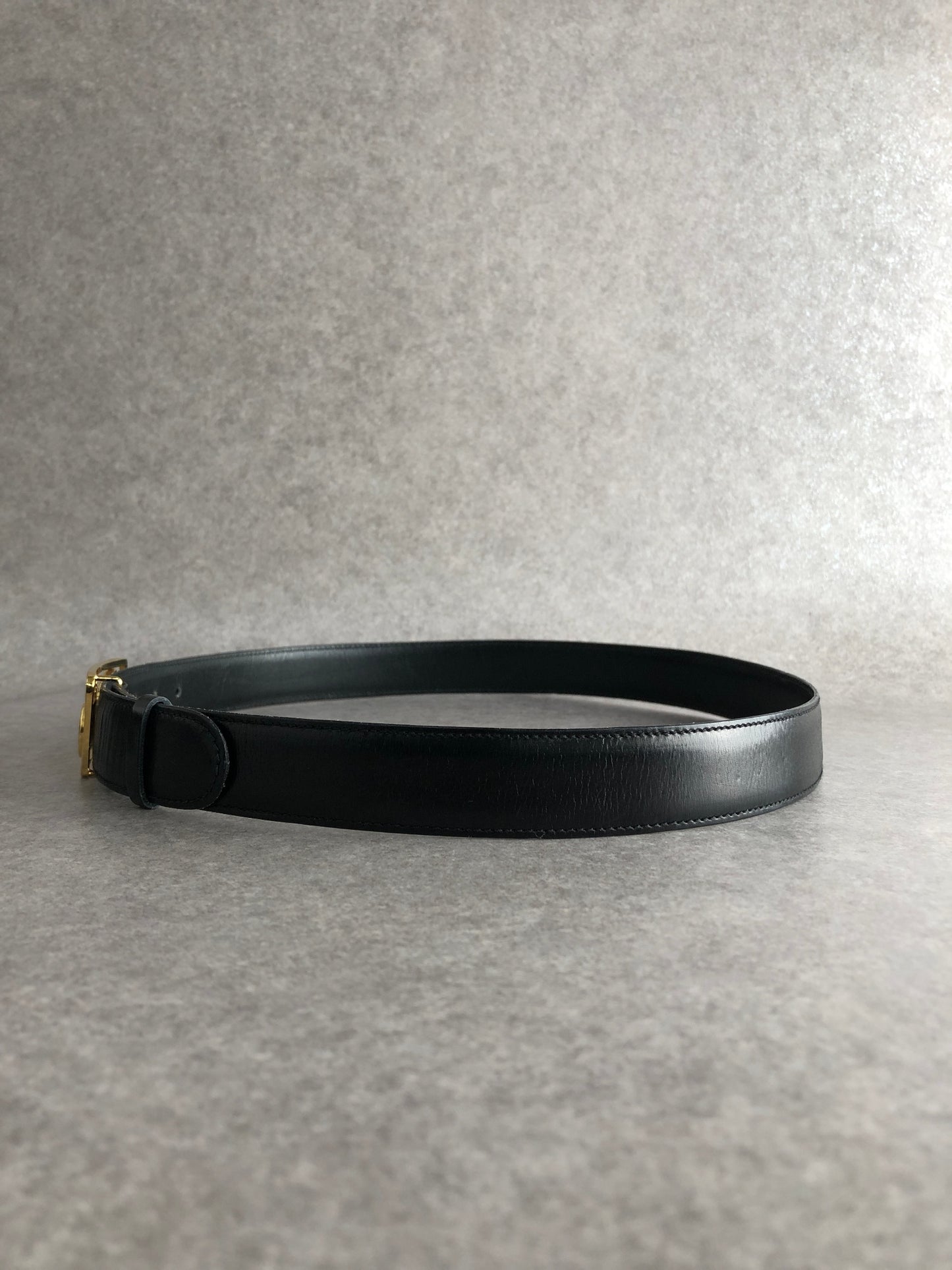 CELINE Horse Carriage Belt Black Vintage ufvcnn