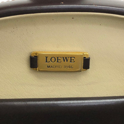 LOEWE Logo Embossed Round Handbag Brown Vintage pyjsv4