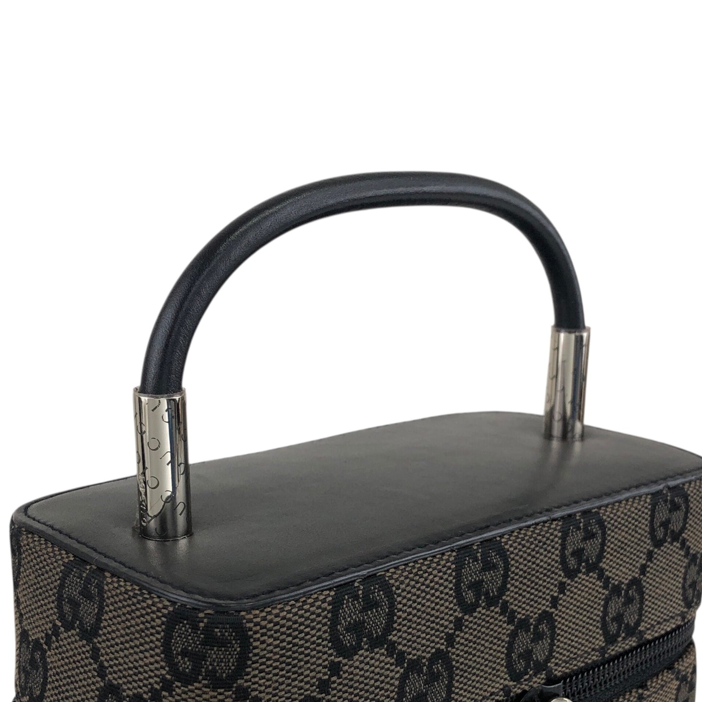 GUCCI GG Canvas Handbag Vanity bag Black Vintage px6678