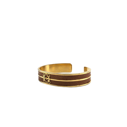 LOEWE Anagram Bangle Brown×Gold Vintage 8nmmtj