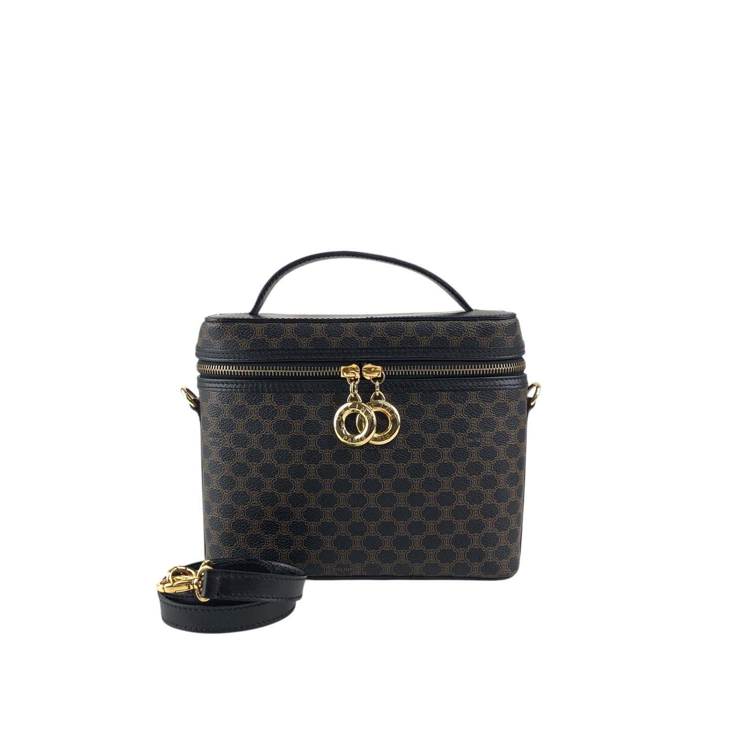 CELINE Macadam Circle Charm Two-way Handbag Shoulder bag Black Vintage cx8yk3