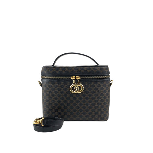 CELINE Macadam Circle Charm Two-way Handbag Shoulder bag Black Vintage cx8yk3