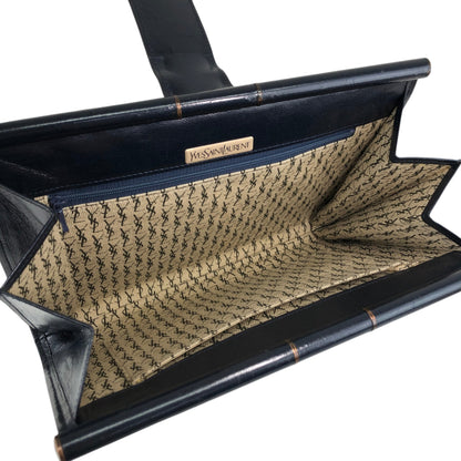 Yves Saint Laurent YSL Logo Clutch bag Navy Vintage j5mjwb