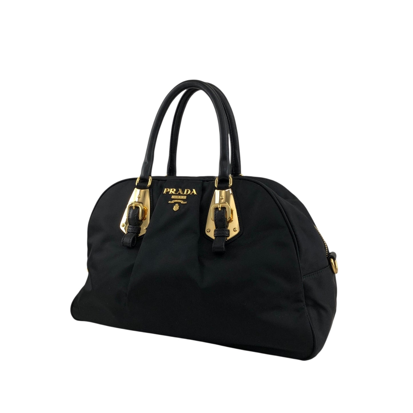 PRADA Logo Two-way Small Boston bag Shoulder bag Black Vintage is5a6n
