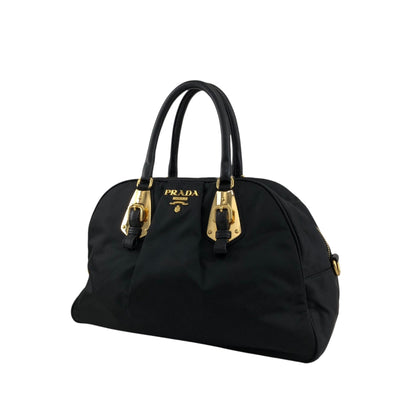 PRADA Logo Two-way Small Boston bag Shoulder bag Black Vintage is5a6n