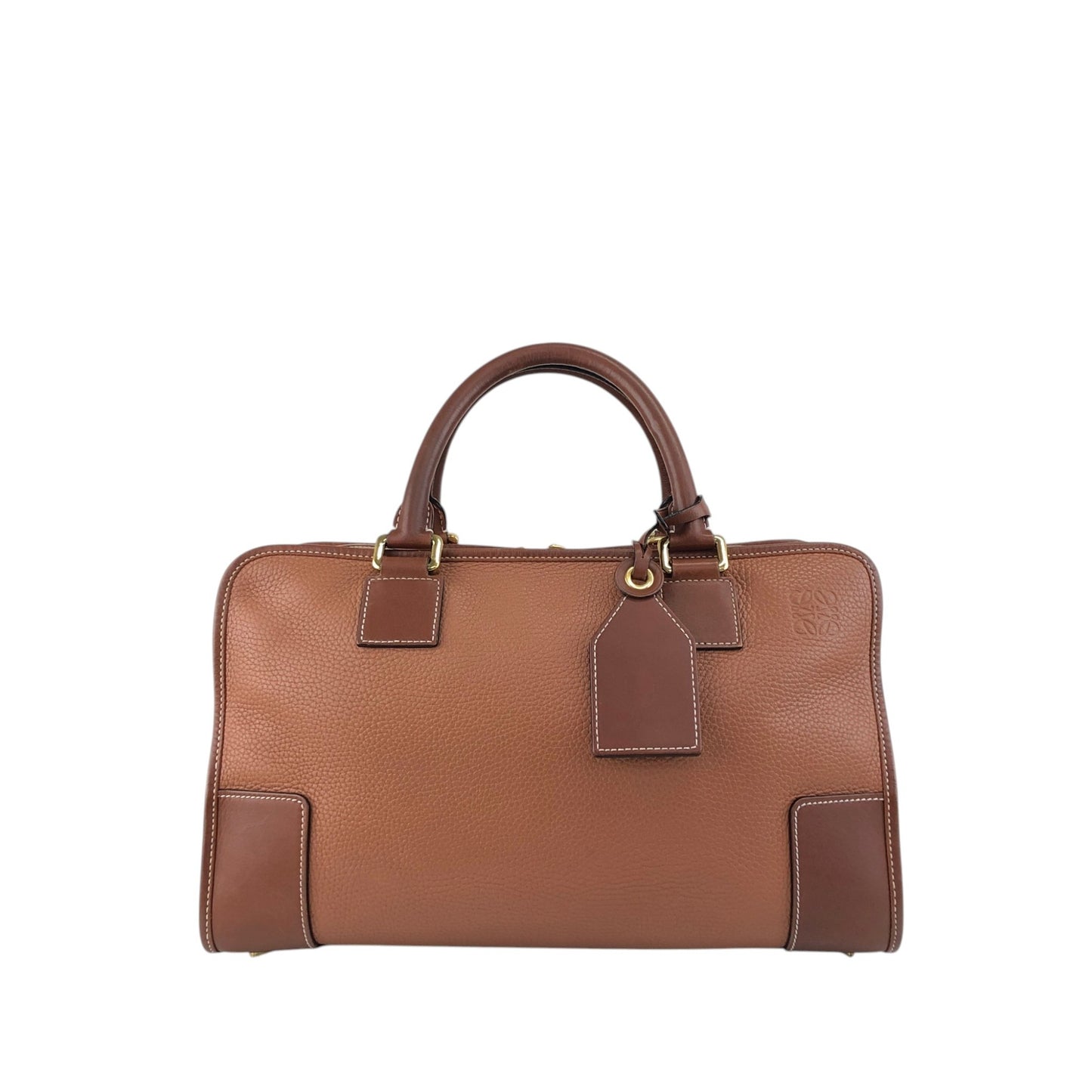 LOEWE Amazona36 Anagram Handbag Boston bag PinkBrown Vintage 2x2n6u