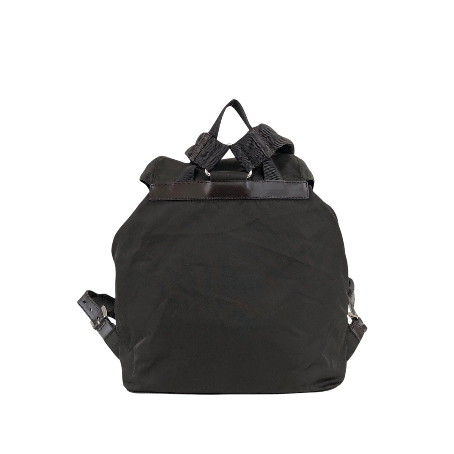 PRADA Triangle Logo Double Pocket Backpack Brown Vintage 65znig
