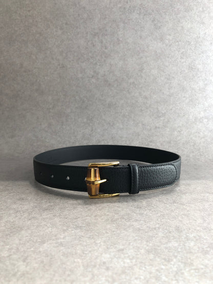 GUCCI Bamboo Belt Black Vintage 8anzpk
