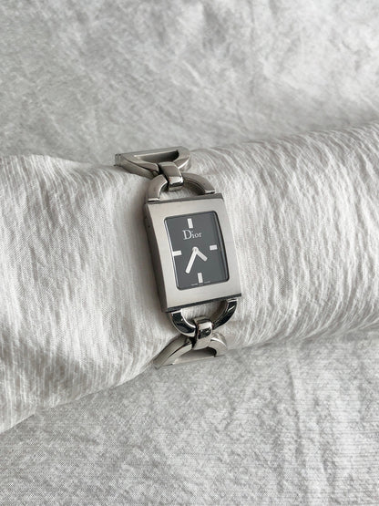 Christian Dior Logo Watch Silver D78-109 Vintage rvjazp