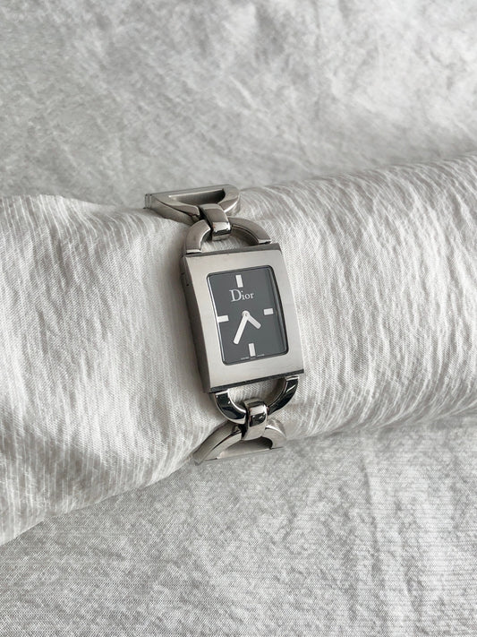 Christian Dior Logo Watch Silver D78-109 Vintage rvjazp