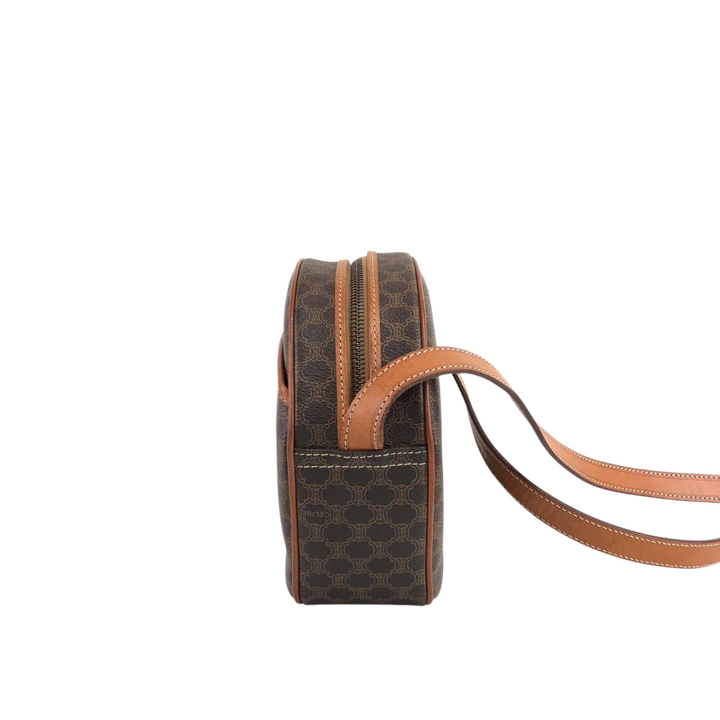 CELINE Macadam Gancini Round Shoulder bag Brown Vintage f76bfn
