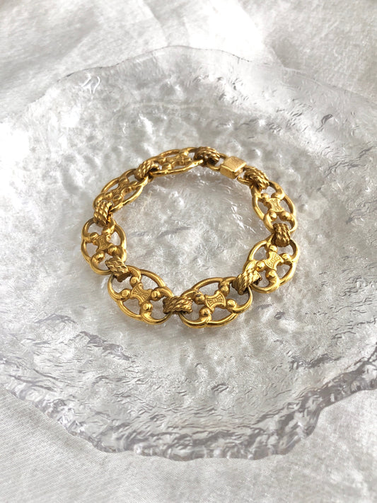 CELINE Blason Bracelet Gold Vintage xrpw5s