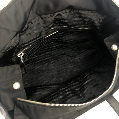 PRADA Triangle Logo Nylon Handbag Black Vintage mhpjft