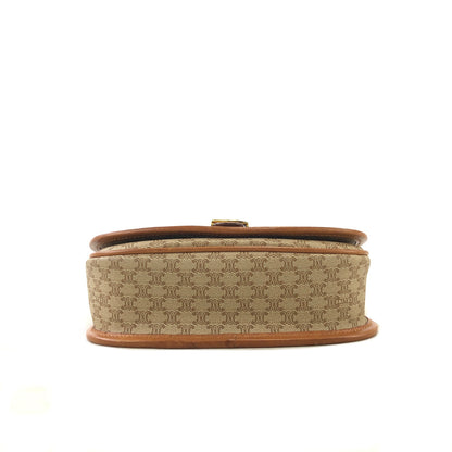 CELINE Macadam  PVC Leather Crossbody Shoulder bag Beige Vintage kshxk6