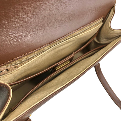 GUCCI GG Flap Handbag Brown Vintage auy3z2