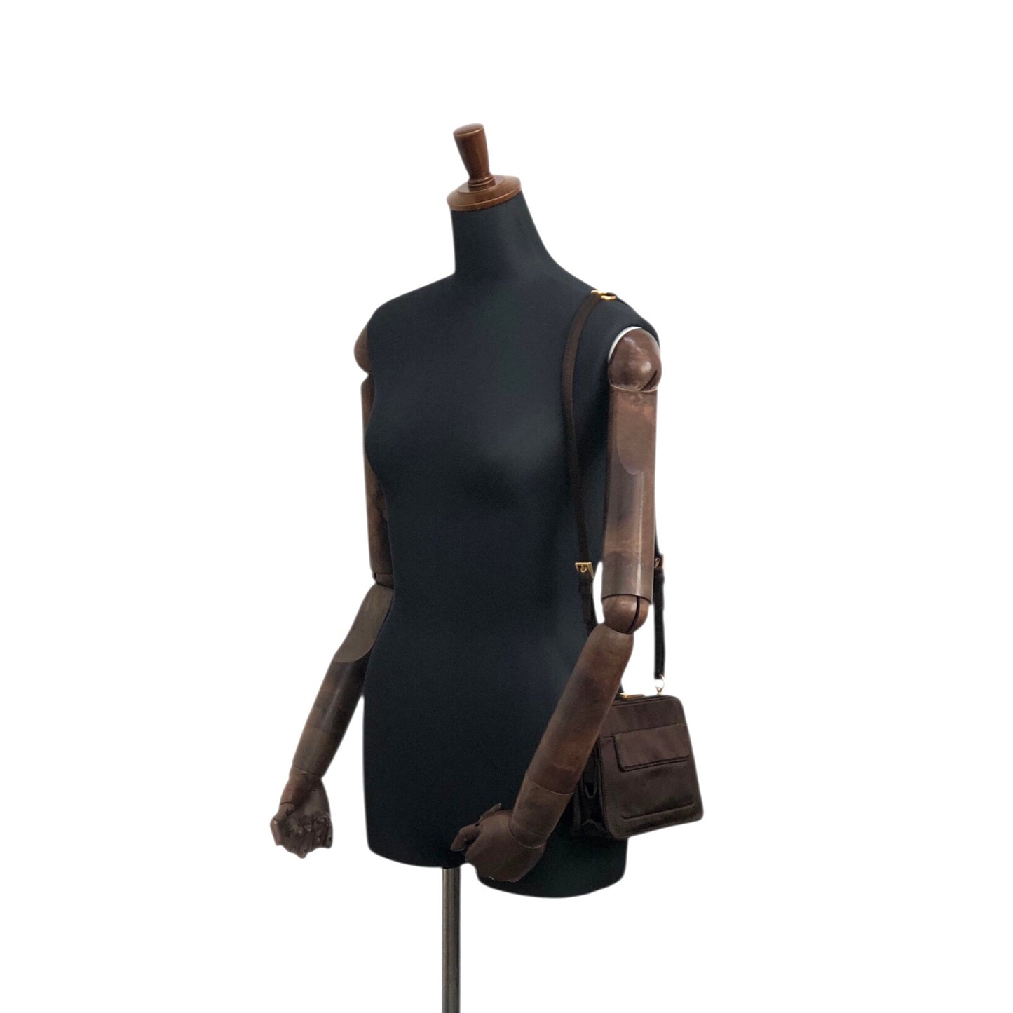 PRADA Metal Closure Shoulder bag Brown Vintage z6hamg