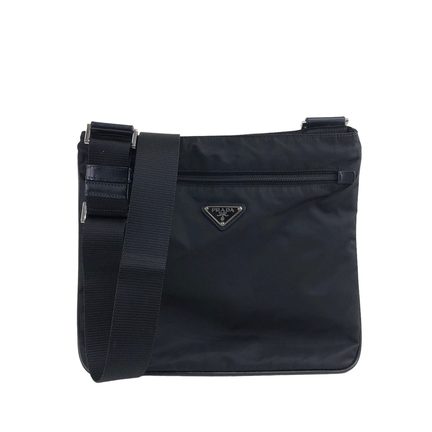 PRADA Triangle Logo Nylon Shoulder bag Black Vintage kyupfd