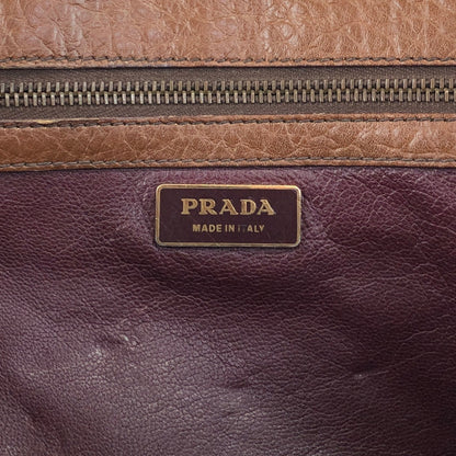 PRADA Triangle Logo Front Buckle Handbag Boston bag Brown Vintage v46bhc
