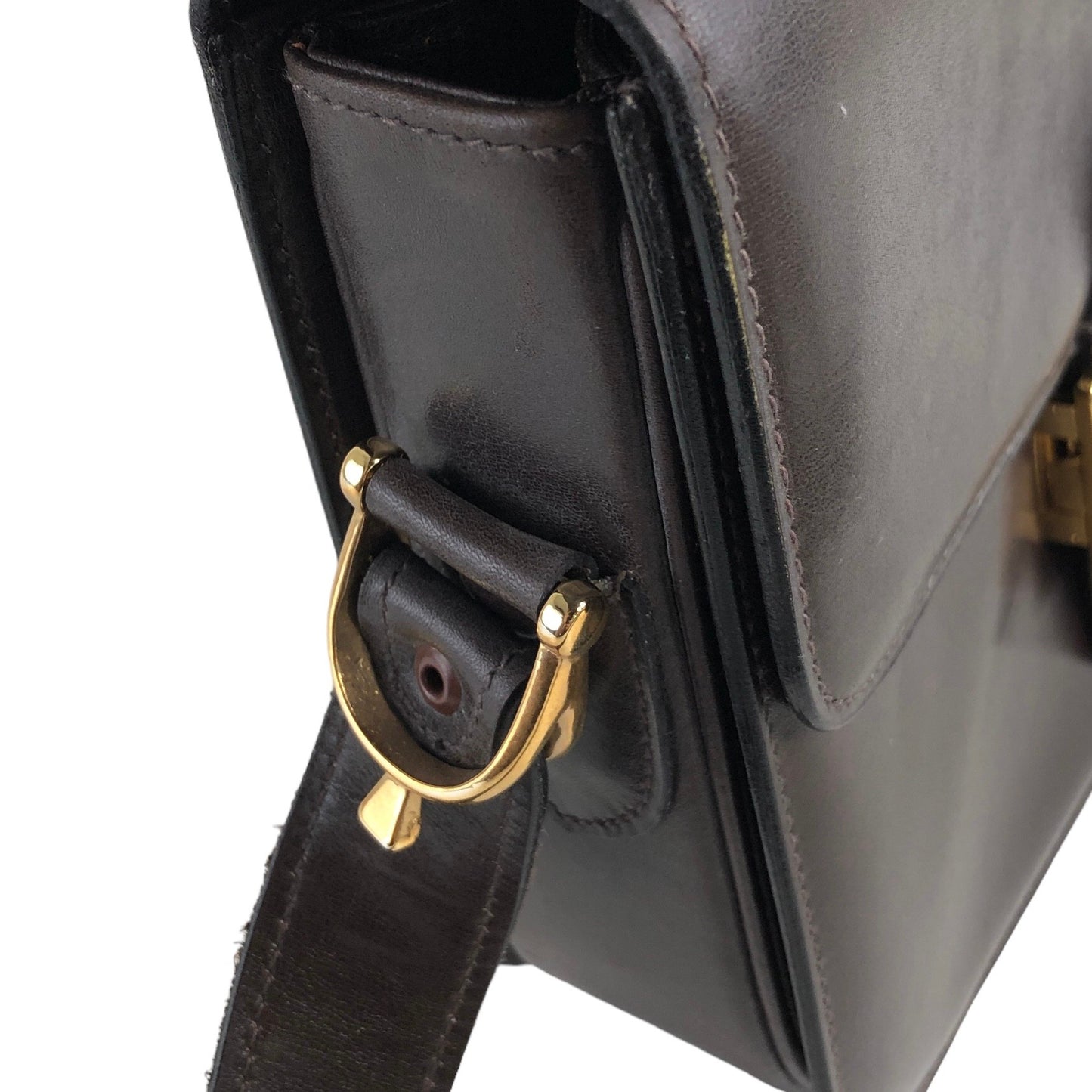 CELINE Horse Carriage Leather Shoulder bag Brown Vintage fudrhz