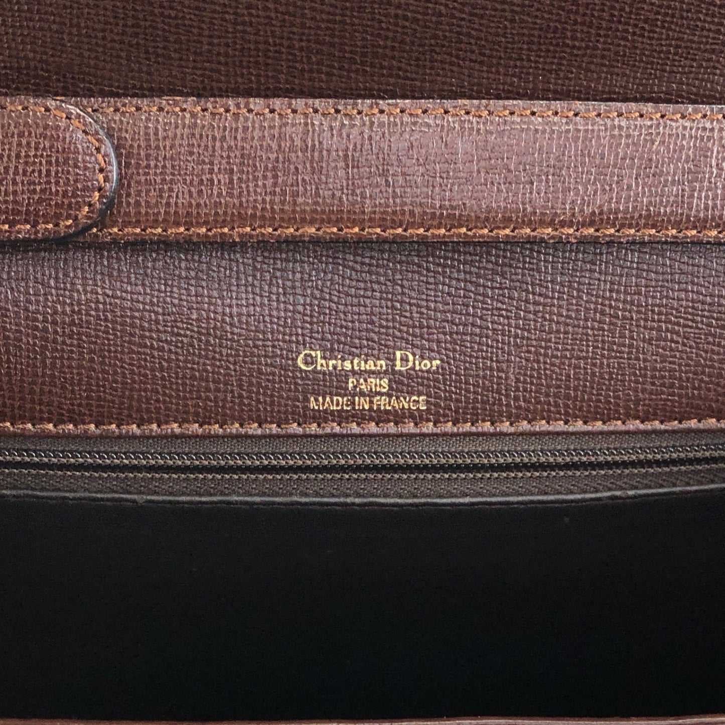 Christian Dior CD Logo Turn Lock Shoulder bag Brown Vintage navndx