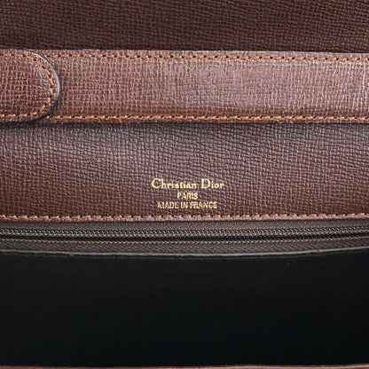 Christian Dior CD Logo Turn Lock Shoulder bag Brown Vintage navndx