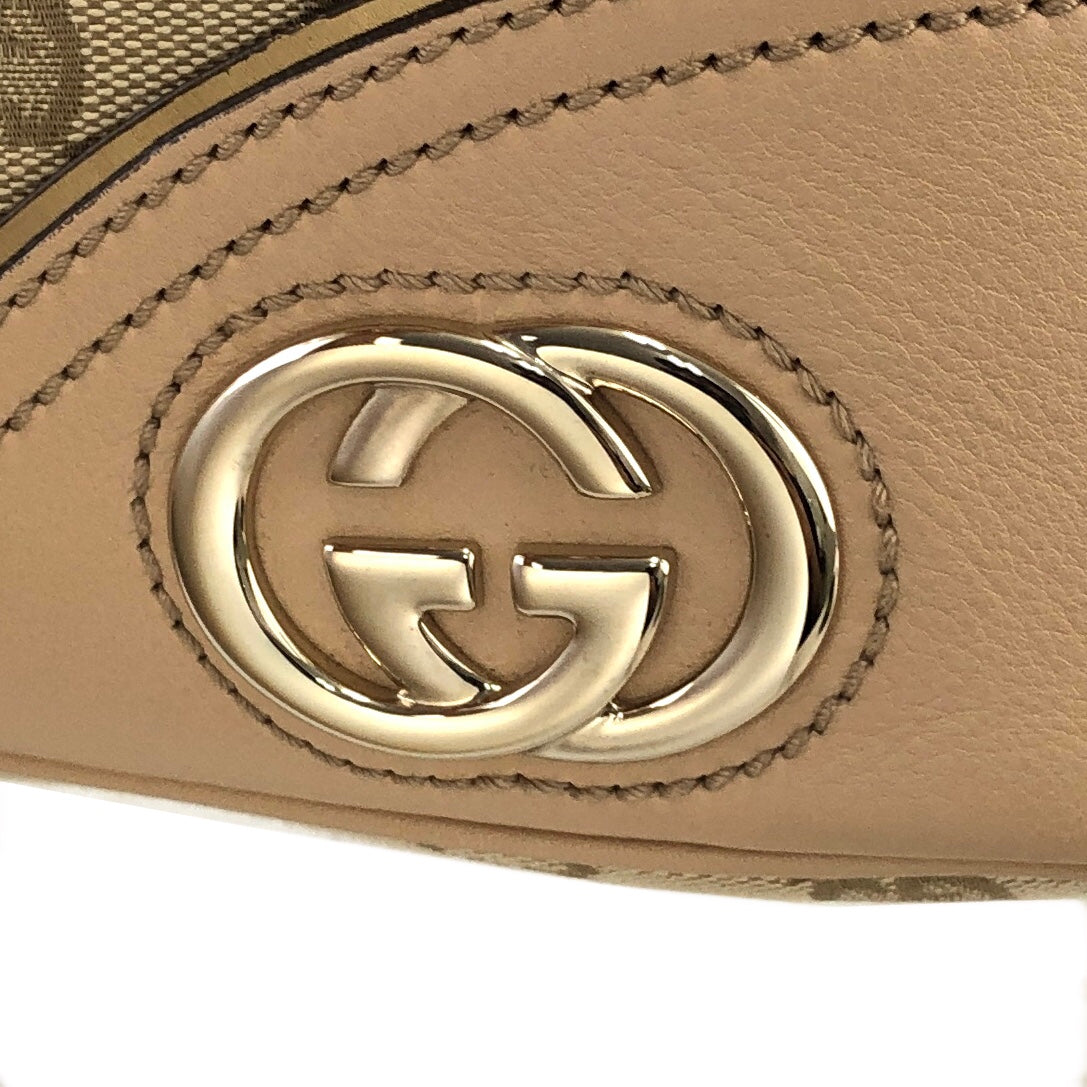 GUCCI GG Pattern Jacquard Leather Shoulder bag Hobobag Beige Vintage y4h8mn