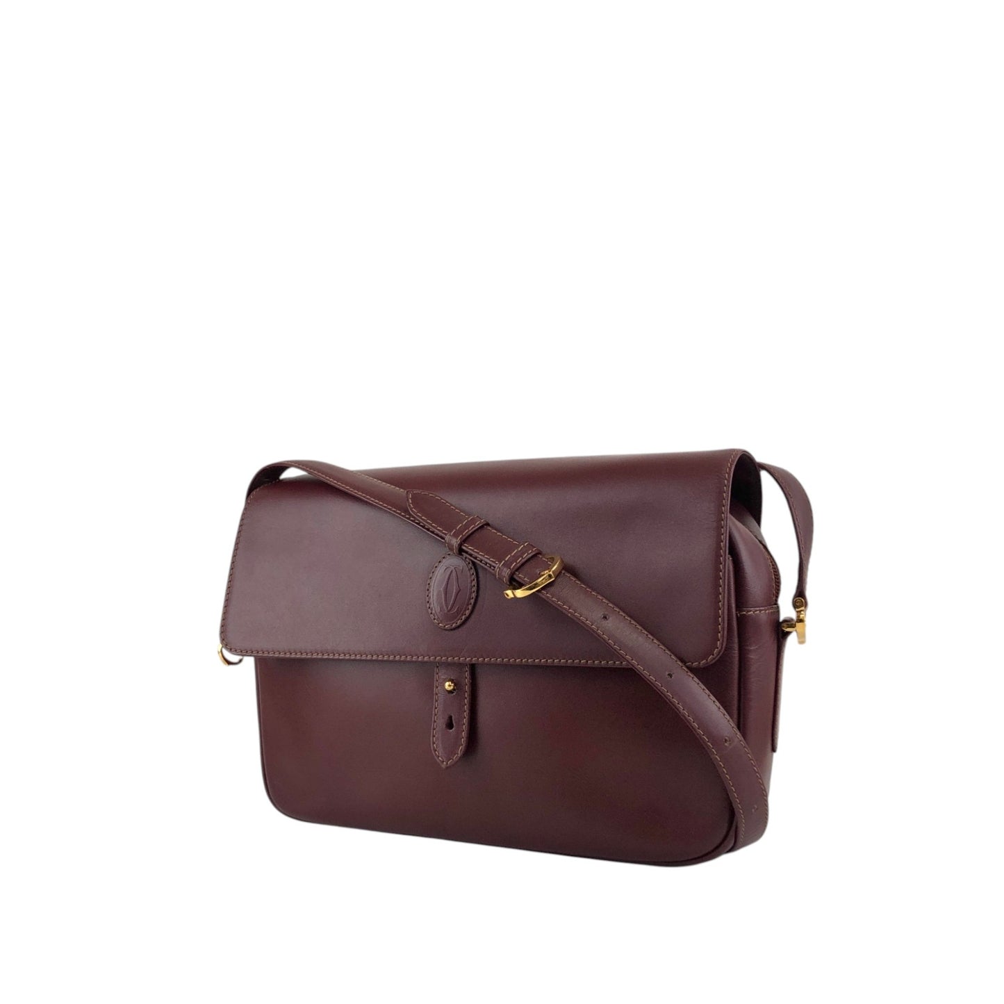Cartier Logo Embossed Shoulder bag Bordeaux Vintage dwdxvx