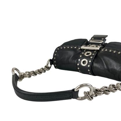 PRADA Triangle Logo Shoulder bag Black Vintage tiuxdg