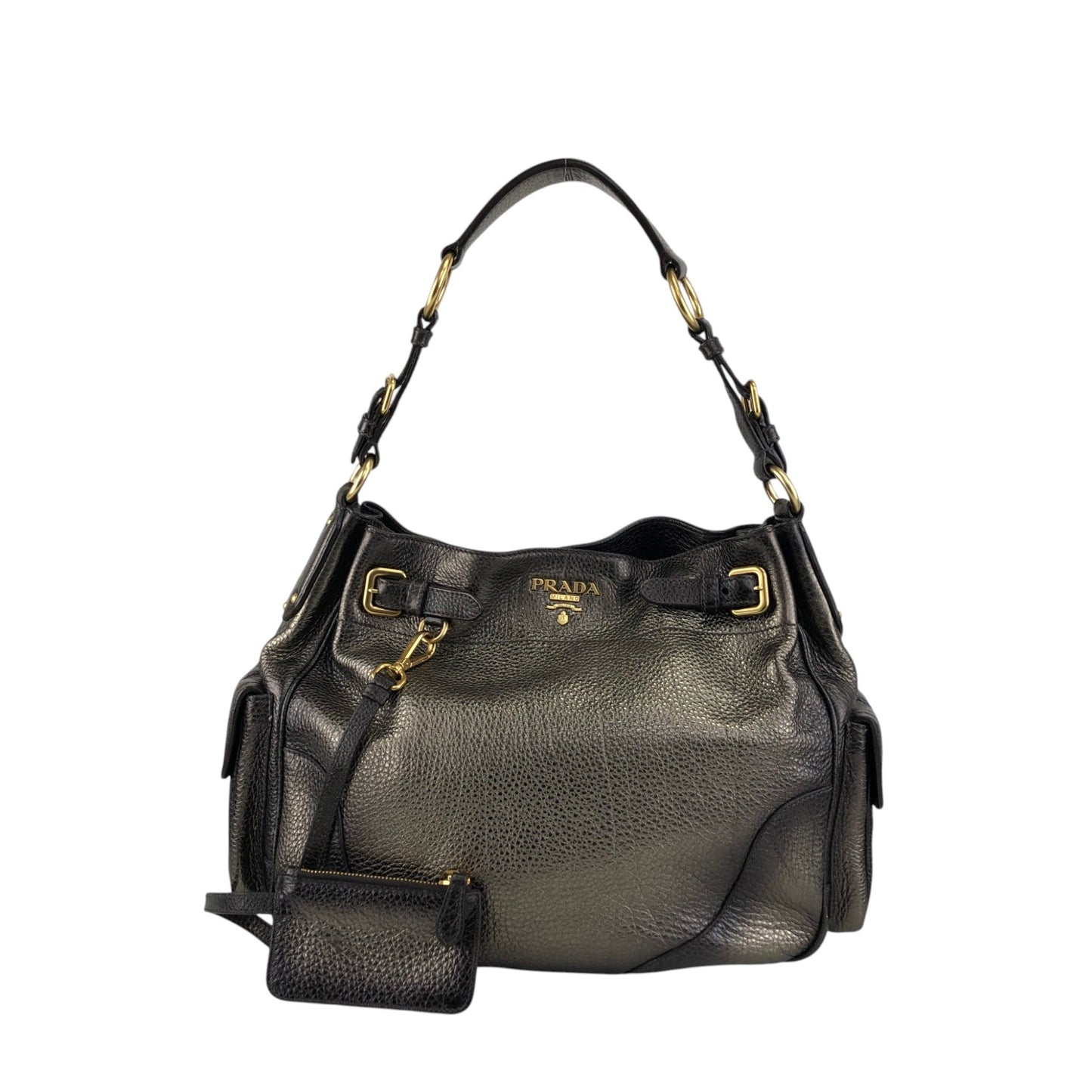 PRADA Logo Side Pocket Two-way Handbag Shoulder bag Bronze Vintage fiftw3