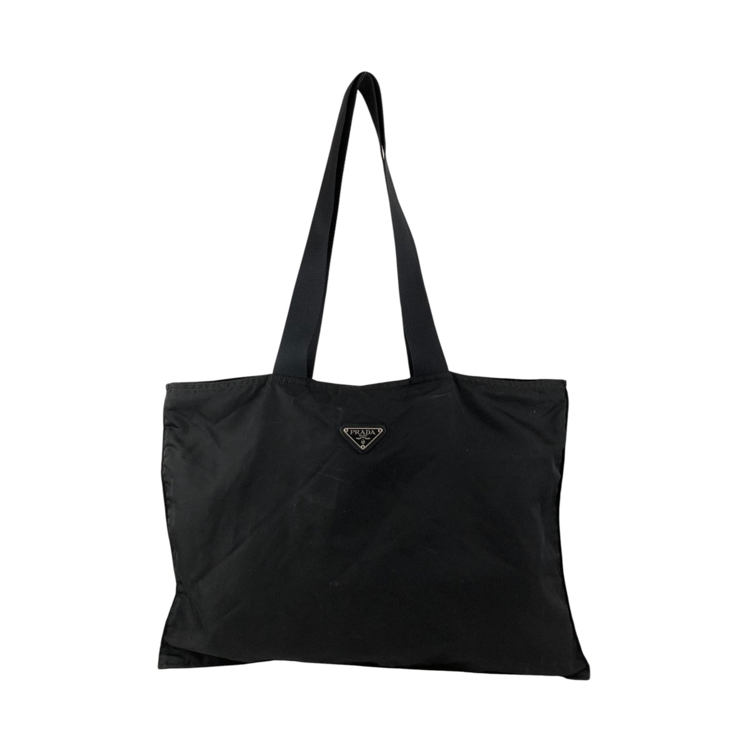PRADA Tessuto Triangle Logo Totebag Black Vintage 4zvity