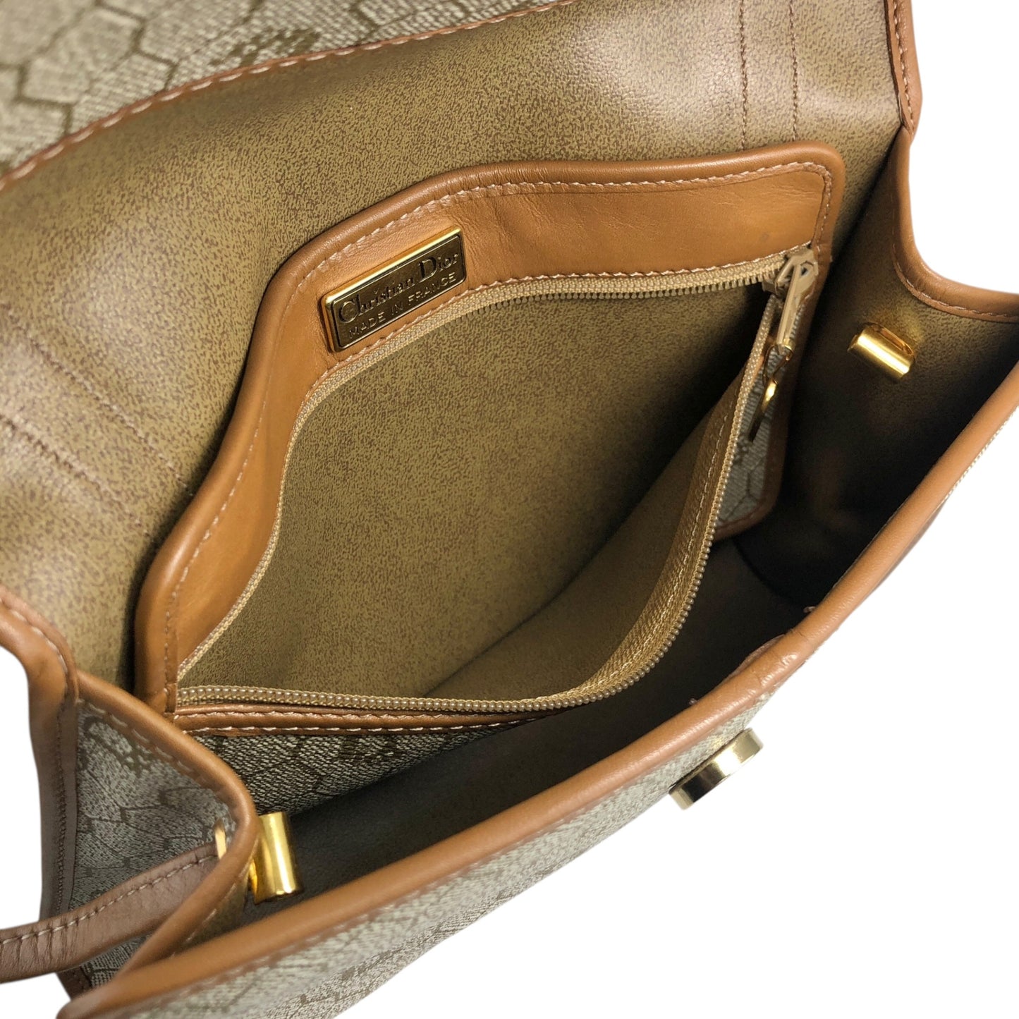 Christian Dior Honeycomb Pattern Shoulder bag Beige Vintage ygh7tx