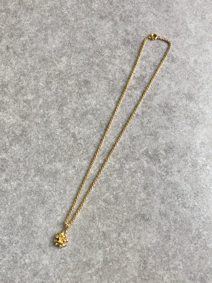 CELINE Triomphe Rhinestone Necklace Gold Vintage vp8uxb