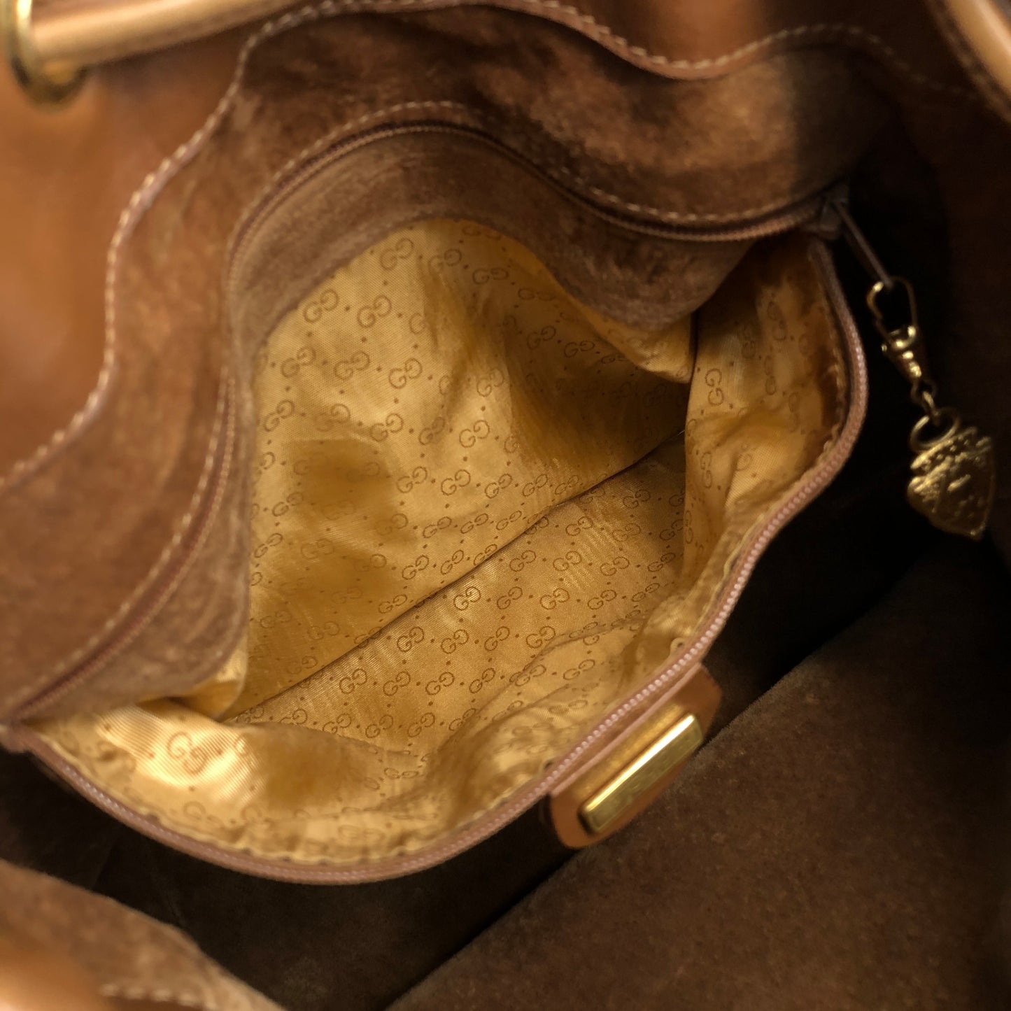 GUCCI Interlocking Drawstring Shoulder bag Brown Vintage 73zgkn