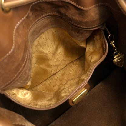 GUCCI Interlocking Drawstring Shoulder bag Brown Vintage 73zgkn