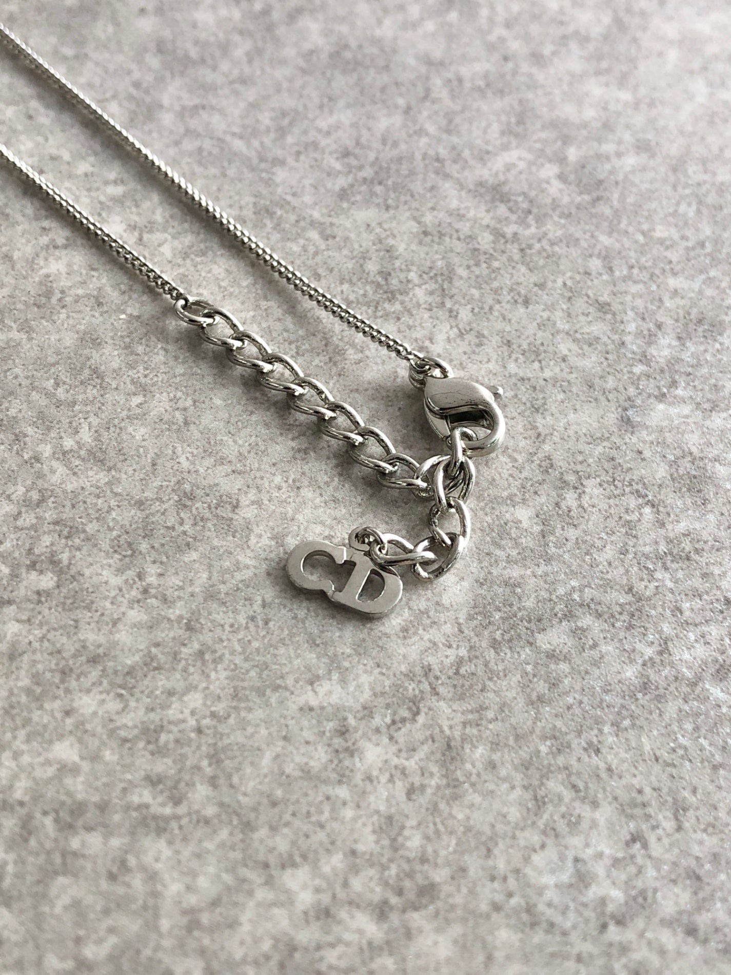 Christian Dior Logo Motif Necklace Silver Vintage gne8aw