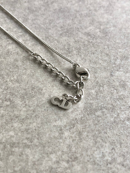 Christian Dior Logo Motif Necklace Silver Vintage gne8aw