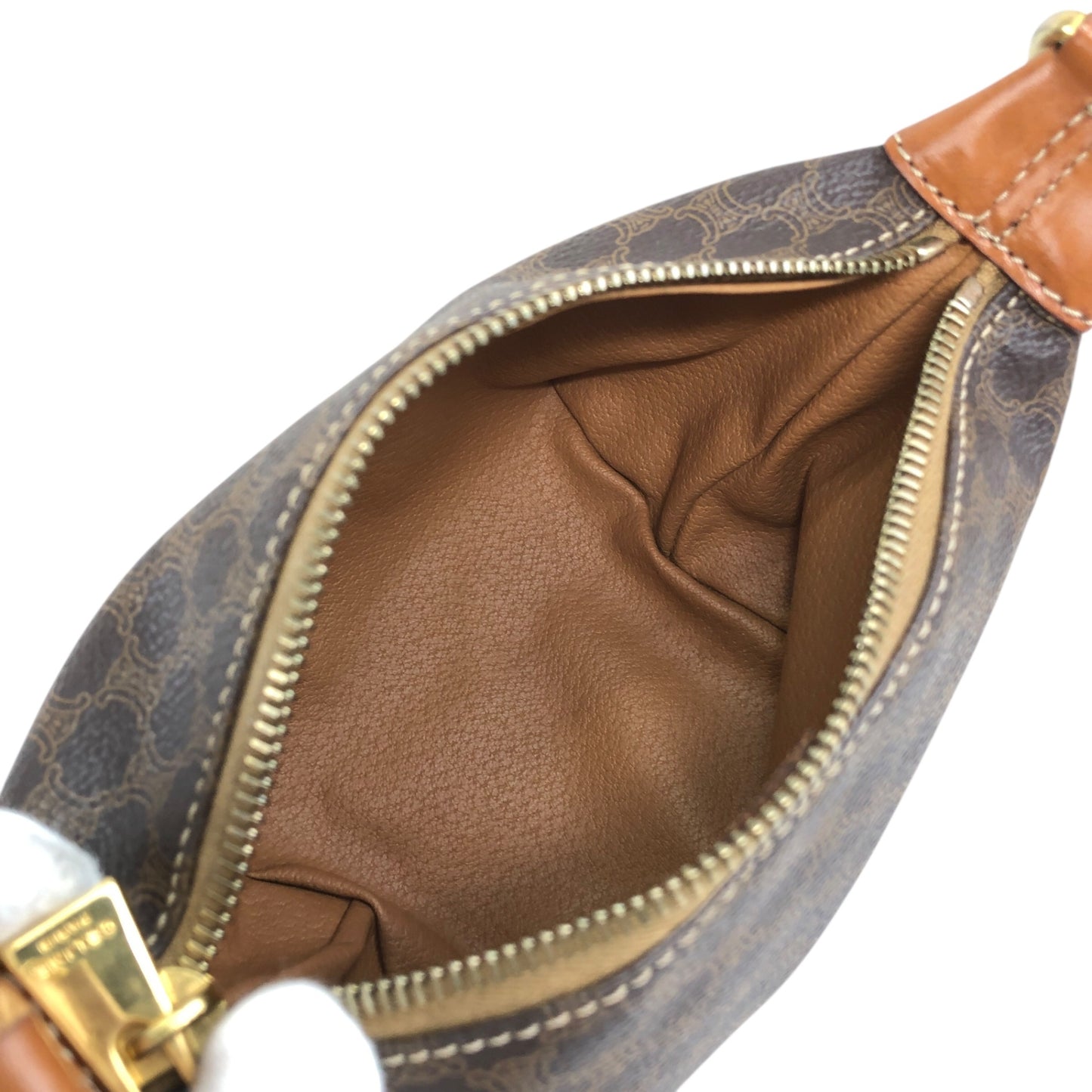 CELINE Macadam Blason Small Handbag Brown Vintage 2t2tek