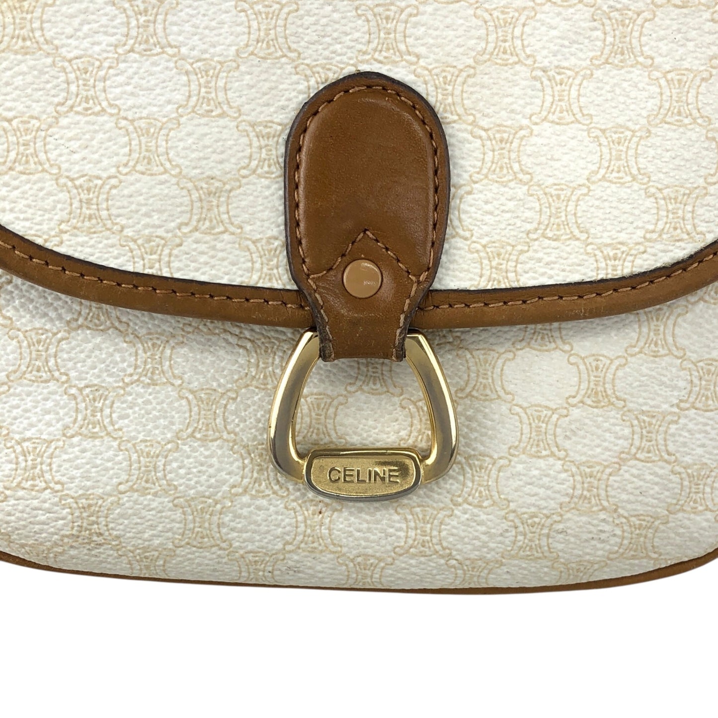 CELINE Macadam Horse Bit Shoulder bag White Vintage ctjind