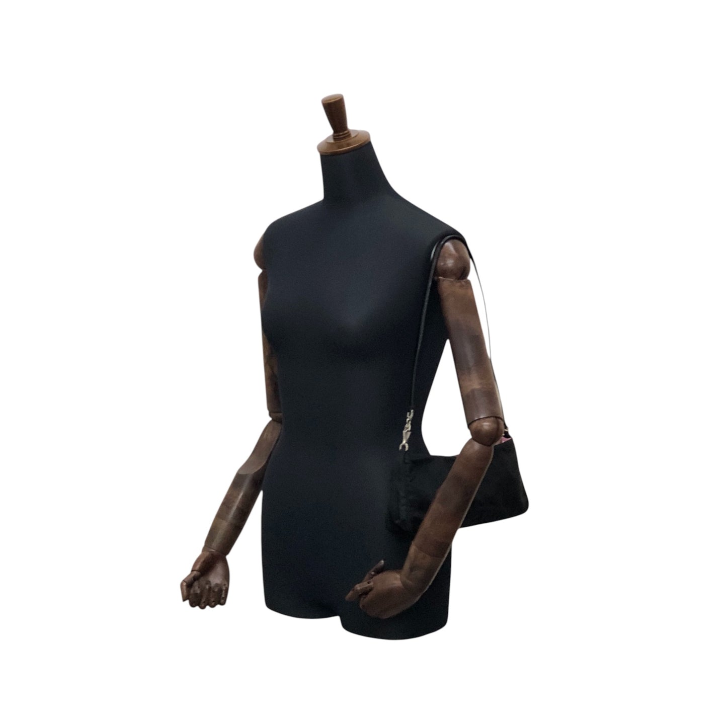 PRADA Tessuto Triangle Logo Shoulder bag Black Vintage 3nedhc