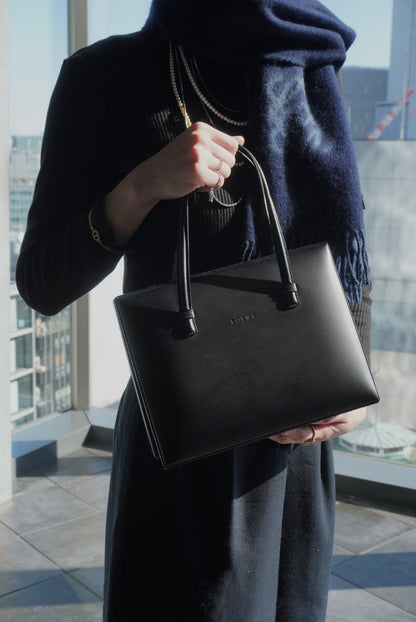 LOEWE Logo Embossed Handbag Black Vintage ru2436