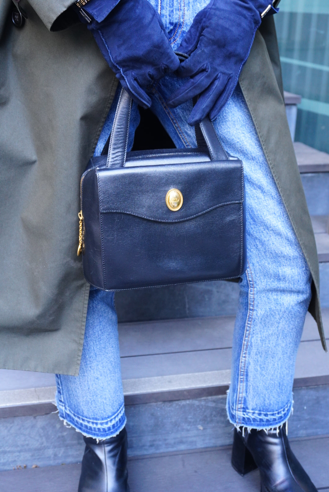 Christian Dior CD Logo Handbag Black Vintage zpkwmk