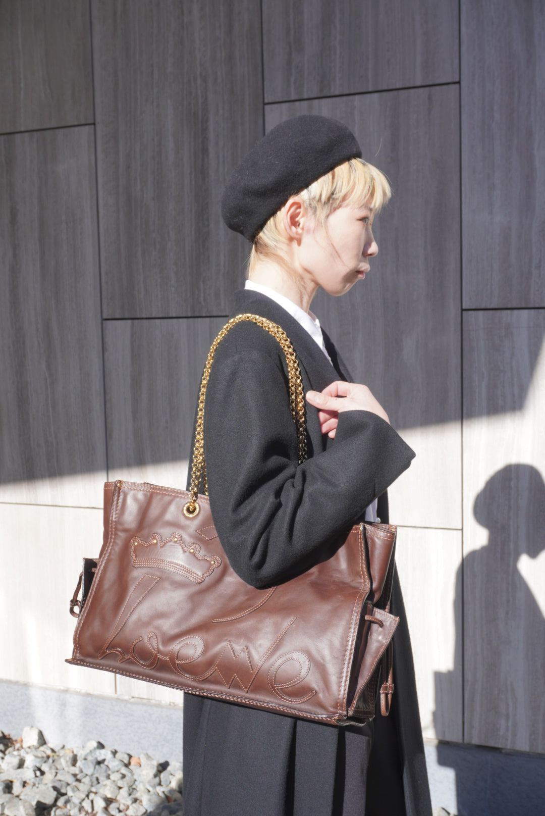 LOEWE Logo Chain Totebag Brown Vintage xy3fjn