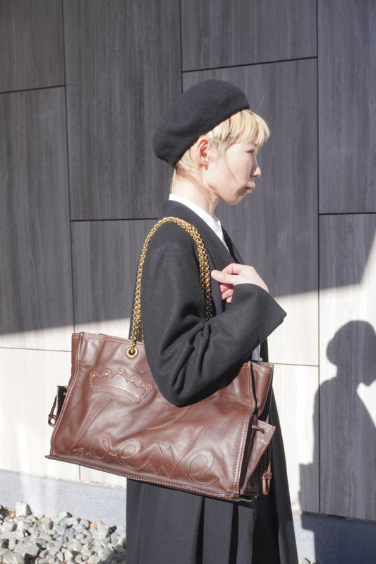 LOEWE Logo Chain Totebag Brown Vintage xy3fjn