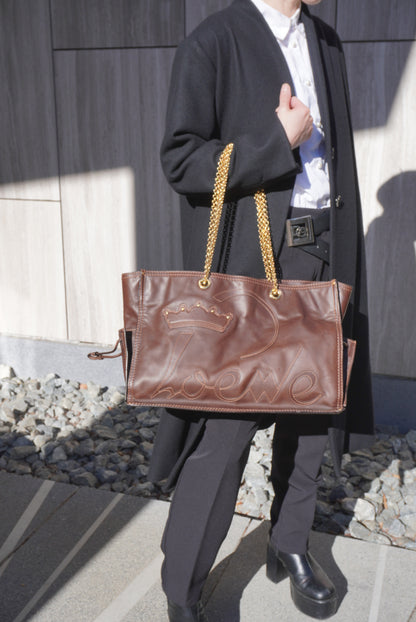 LOEWE Logo Chain Totebag Brown Vintage xy3fjn