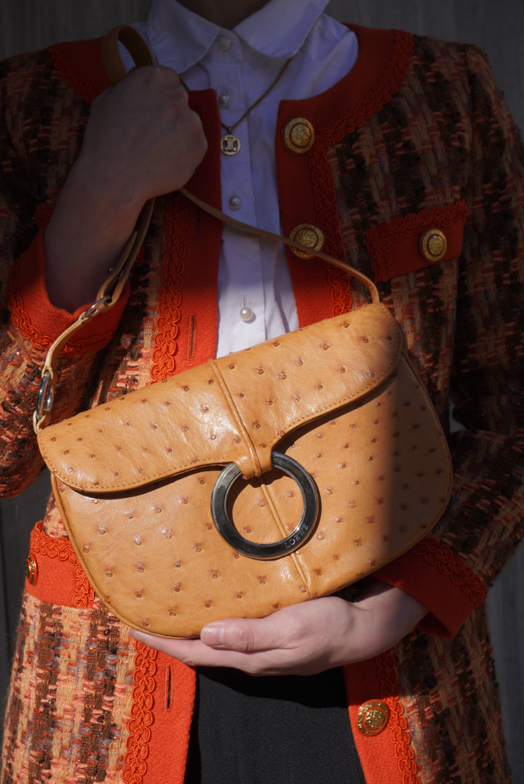 LOEWE Logo Shoulder bag Beige Vintage 2bjbin