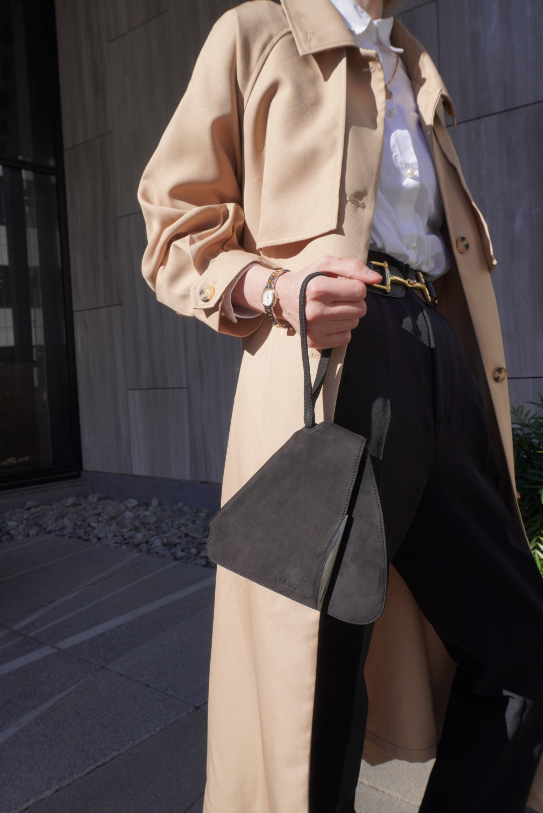 LOEWE Logo Handbag Black Vintage vfx75i