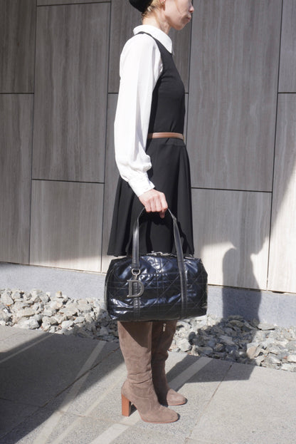 Christian Dior D Motif Small Boston bag Handbag Black Vintage pi6nvd