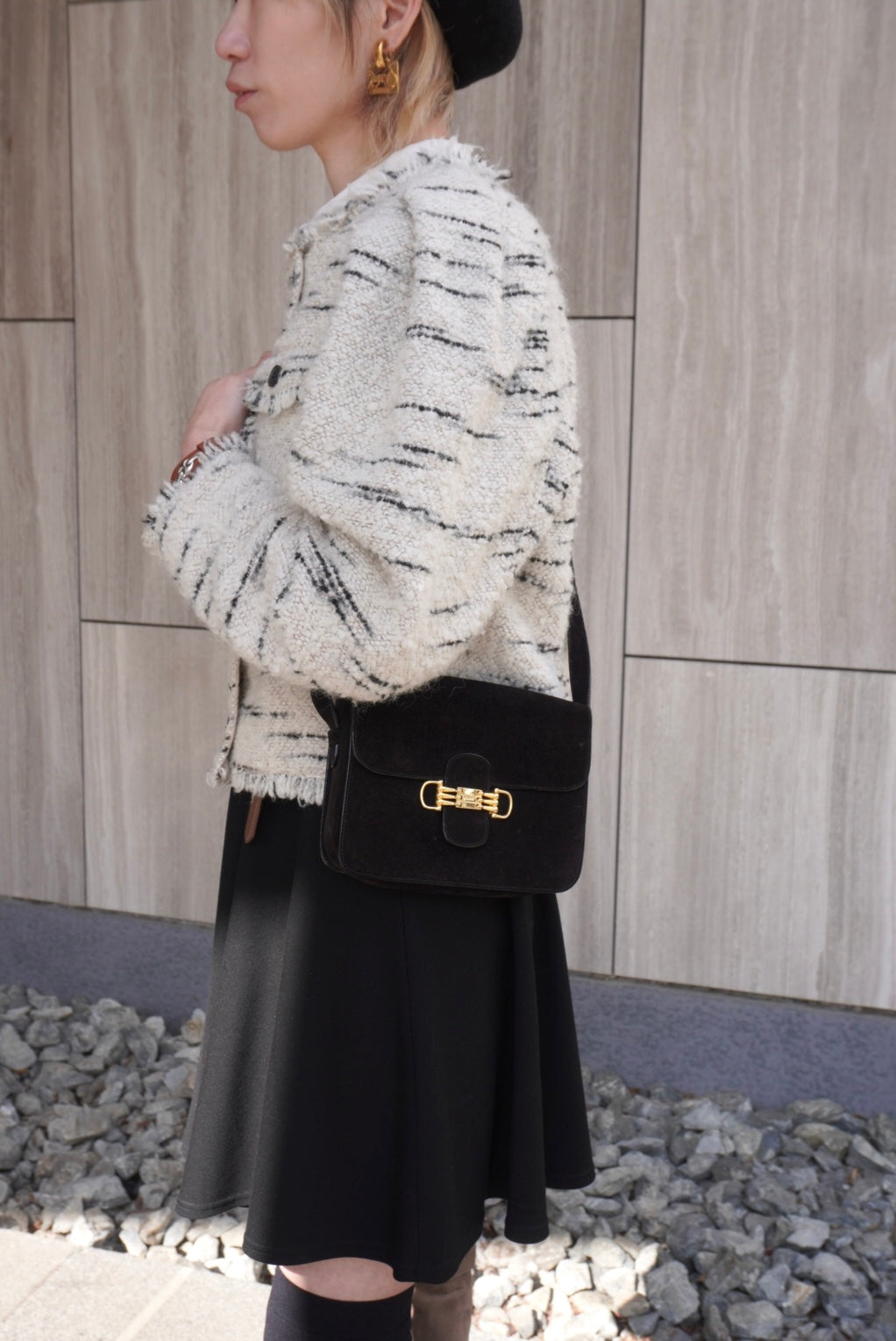 CELINE Horse Bit Shoulder bag Black Vintage yffeiu