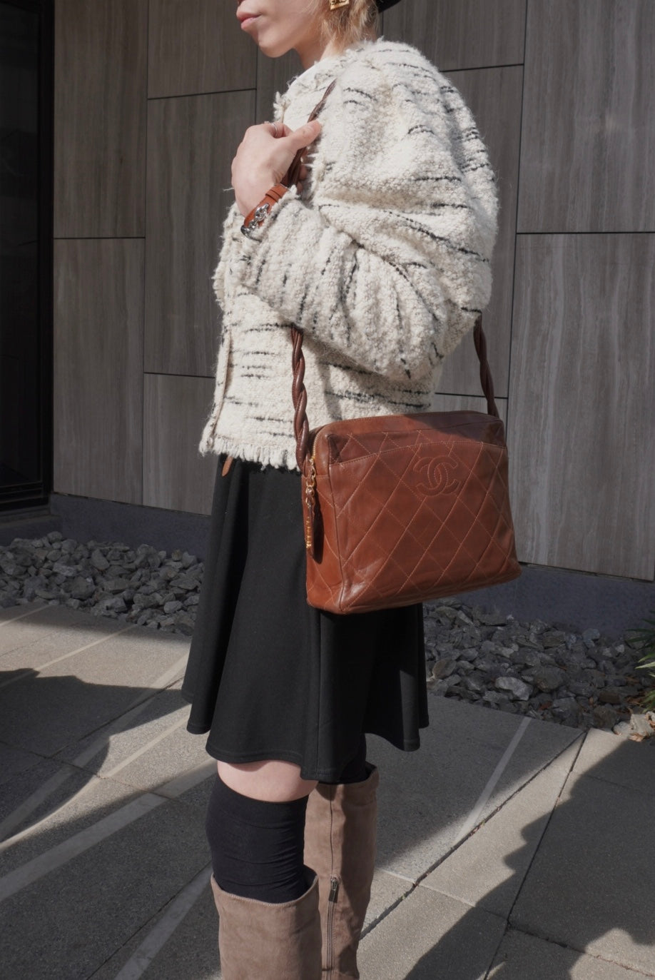 CHANEL Matelasse Coco Mark Shoulder bag Brown Vintage 4u7hig
