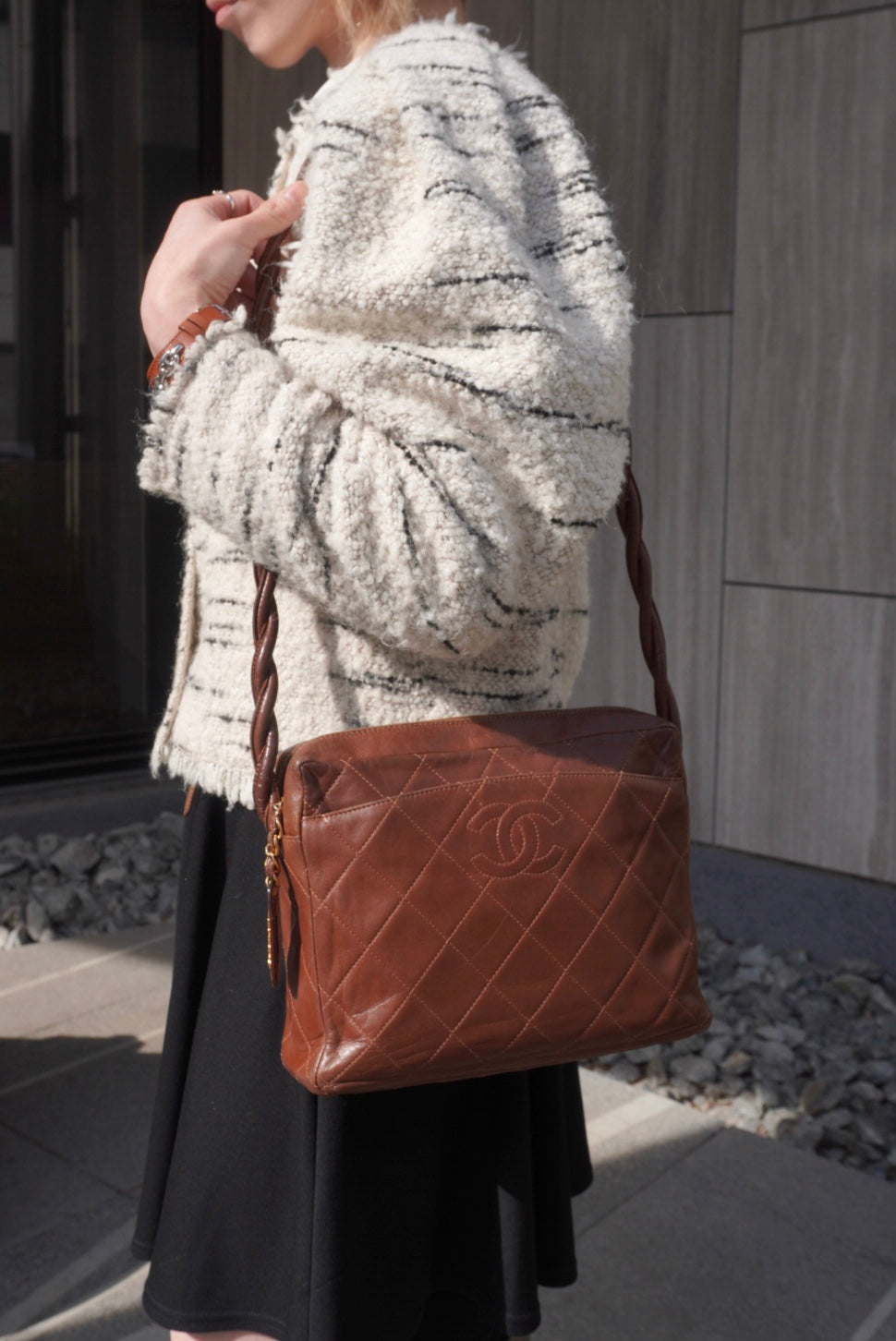 CHANEL Matelasse Coco Mark Shoulder bag Brown Vintage 4u7hig